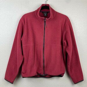 LL Bean Jacket Womens Sz M Fleece Full Zip Mock Neck Long Sleeve Lightweight Red